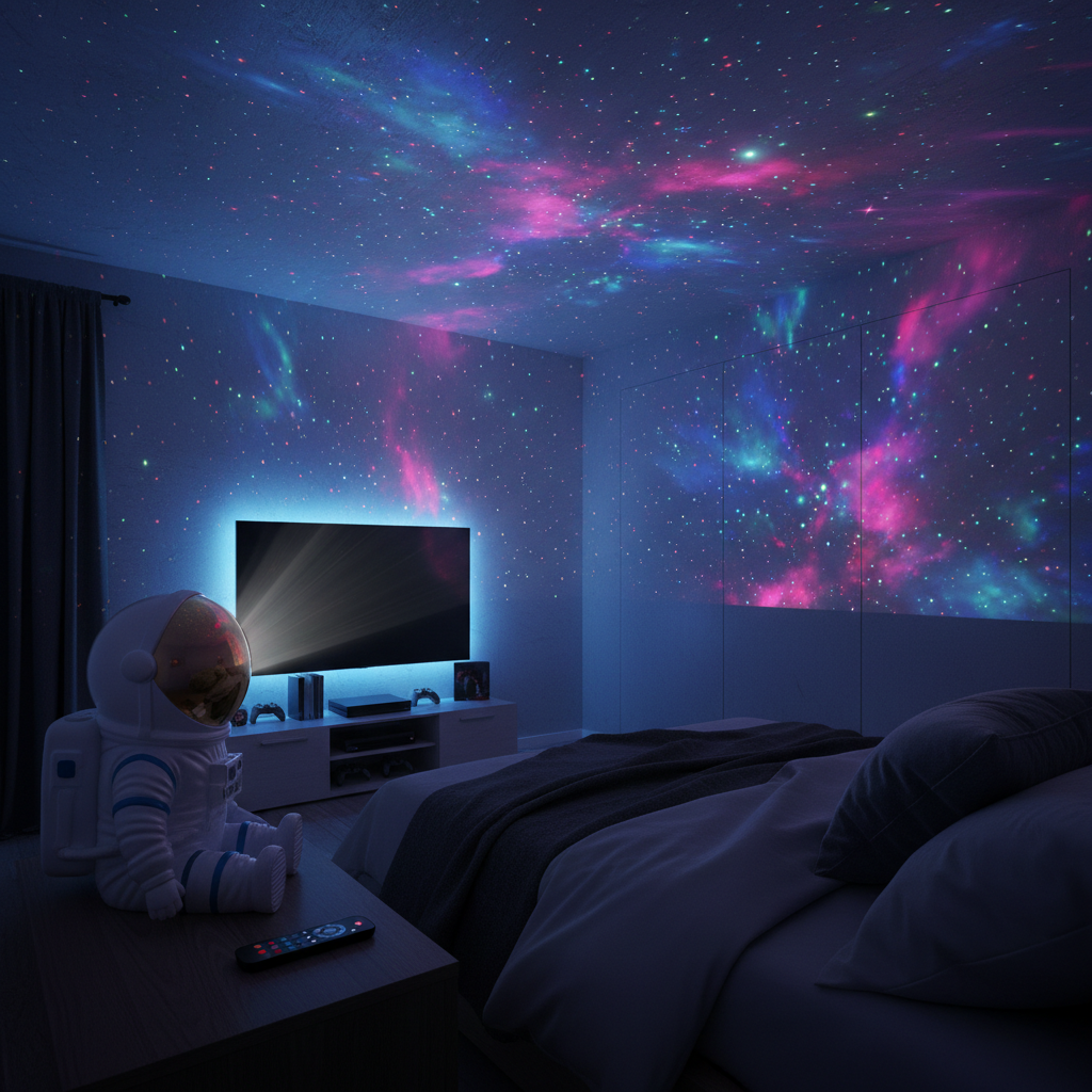 Astronaut Galaxy Starry Sky Projector – LED Nebula Night Light with Remote Control for Bedroom, Gaming Room, and Home Theater Decor
